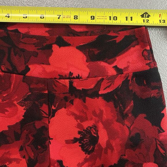 VAMP Pull-On Pants Wide Leg Stretch Bright Red Black Floral Womens S USA Y2K - Picture 4 of 8